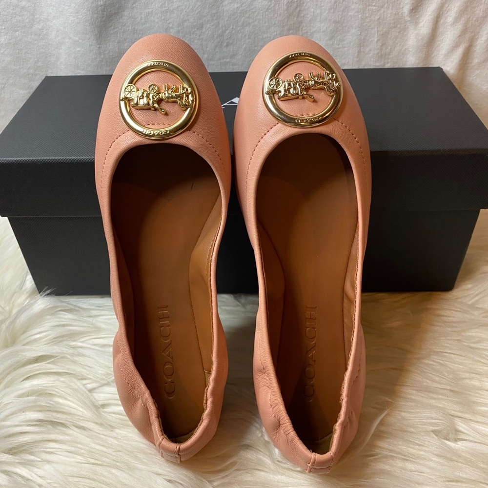 Coach Pink Flats with Gold Accents